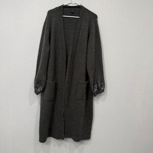 Torrid Womens Longline Cardigan Sweater Dark Gray Sequins Pockets Size 2 2X